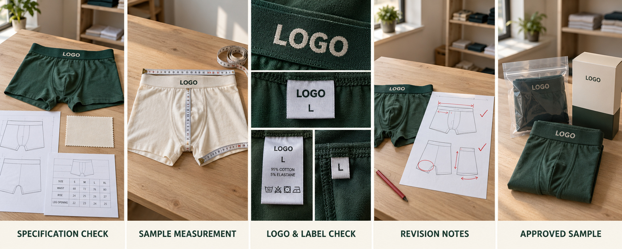 Custom underwear sample checking and approval steps