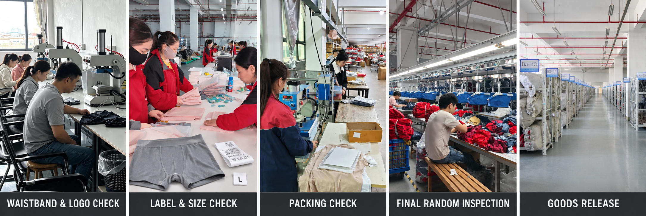 Finished underwear quality and packing inspection process