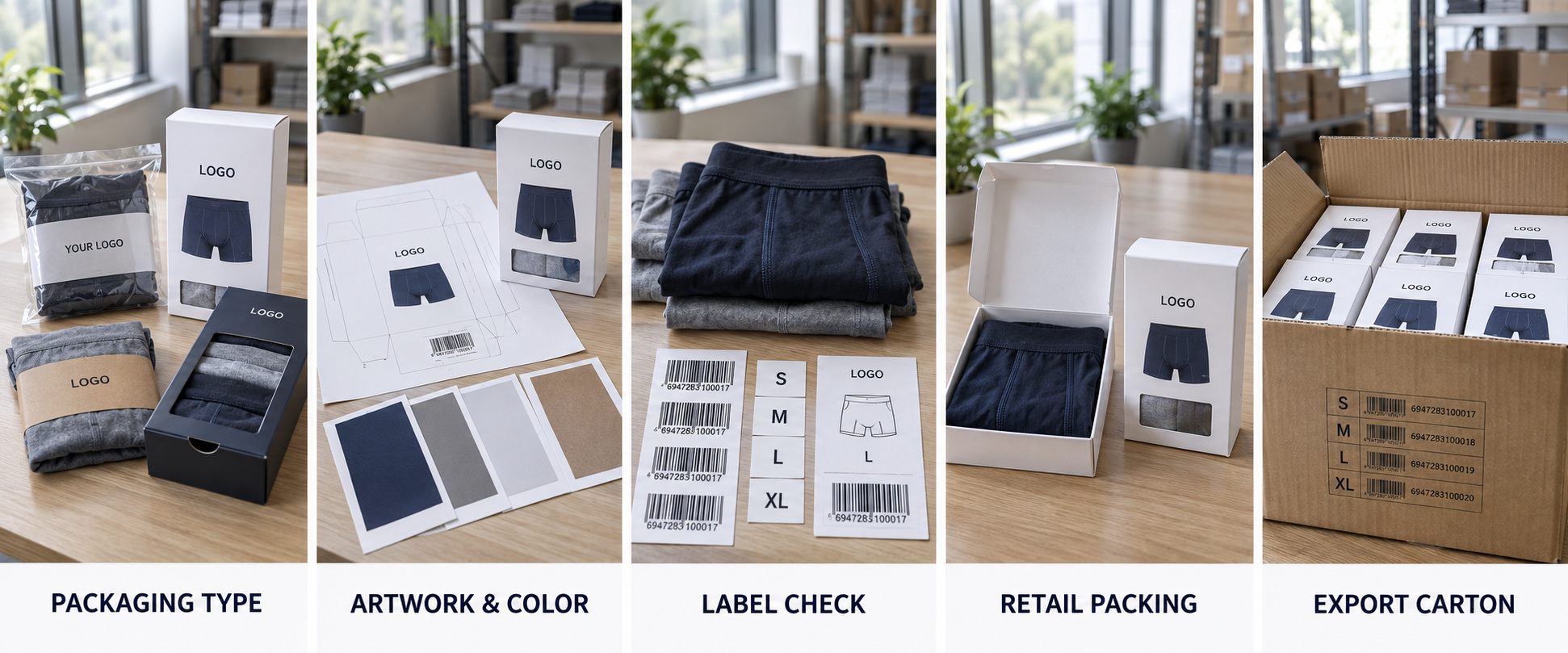 Men’s underwear packaging approval process for private label orders