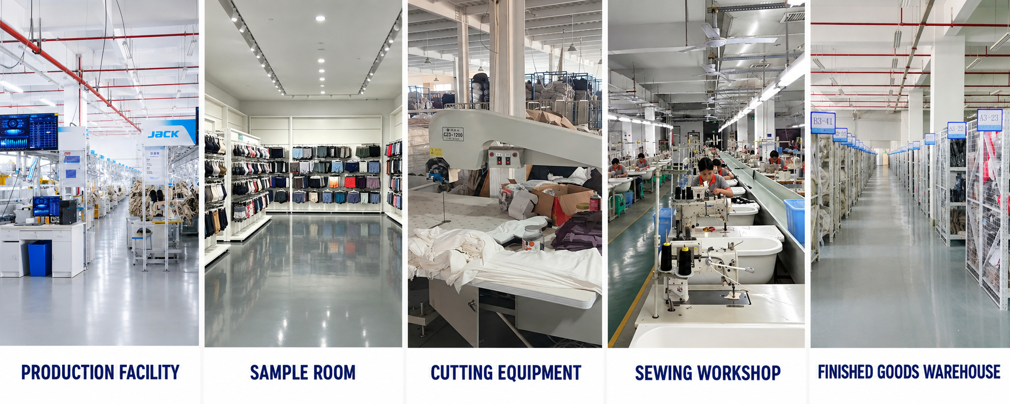 Men’s underwear production facility, sample room, cutting, sewing and warehouse