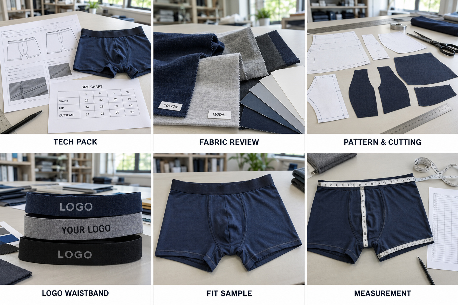 Men’s underwear sample development and measurement process