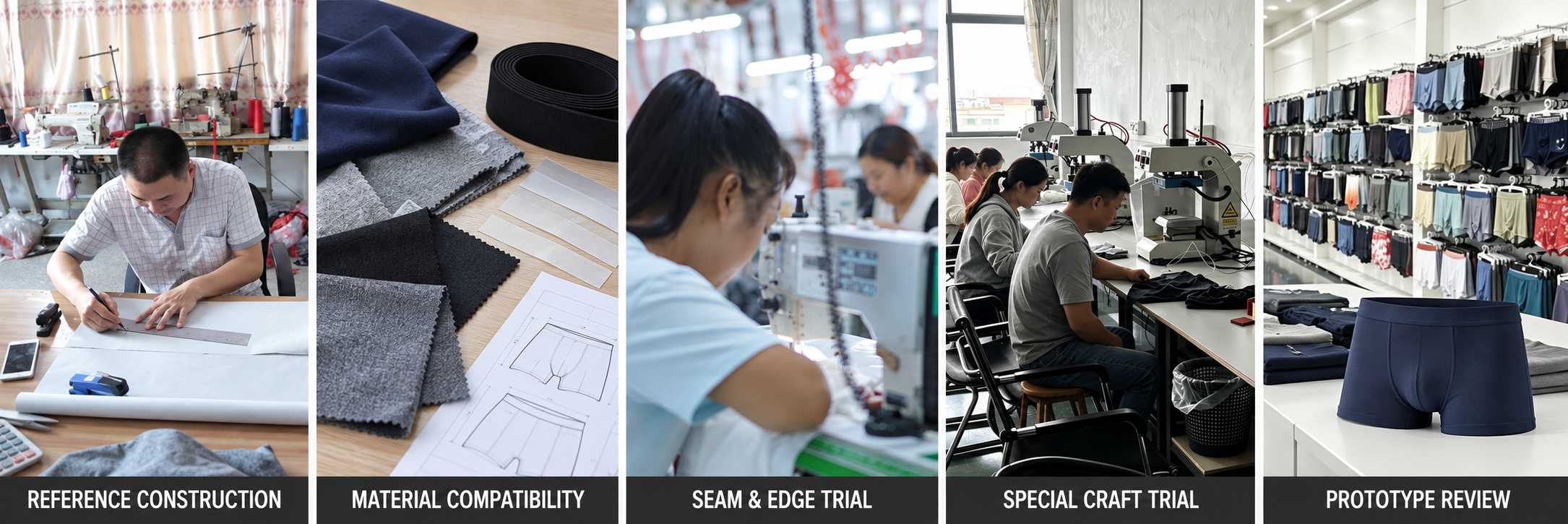 Seamless underwear construction and special craft development steps
