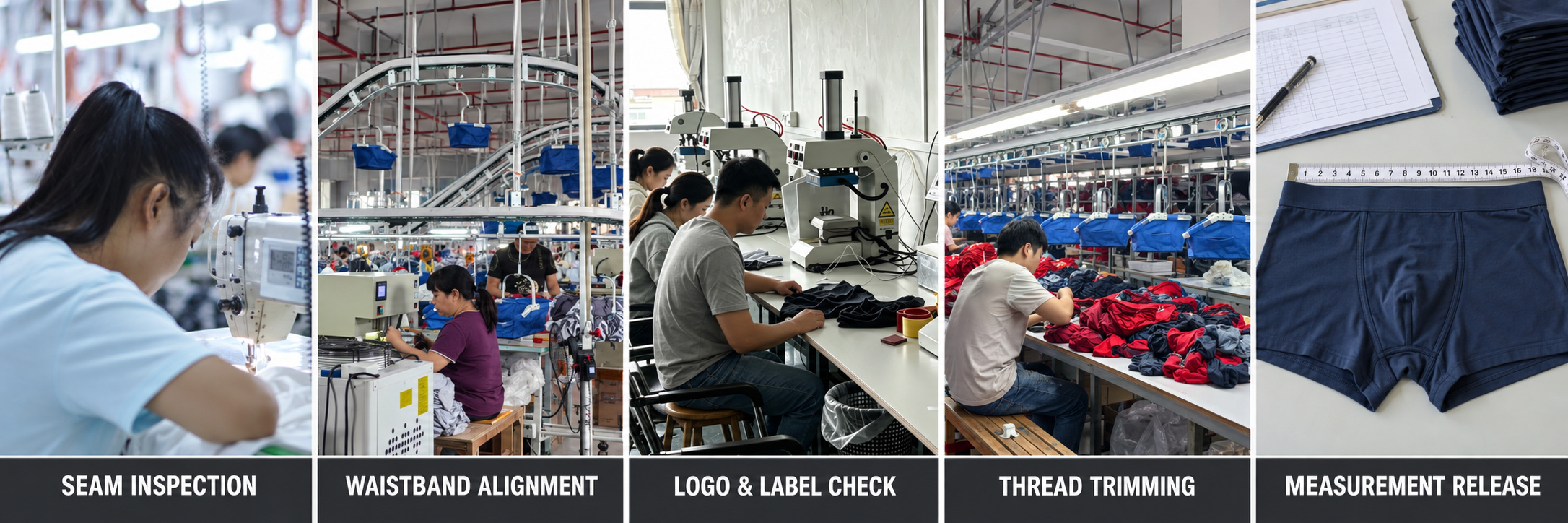 Underwear sewing inspection and finishing process