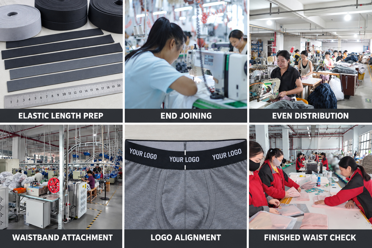 Underwear waistband attachment and finished waist inspection steps